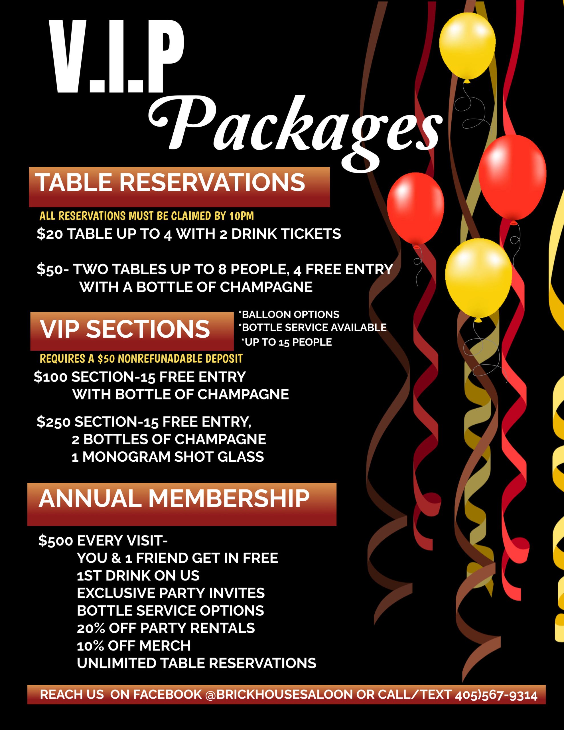 VIP Packages and Annual Membership