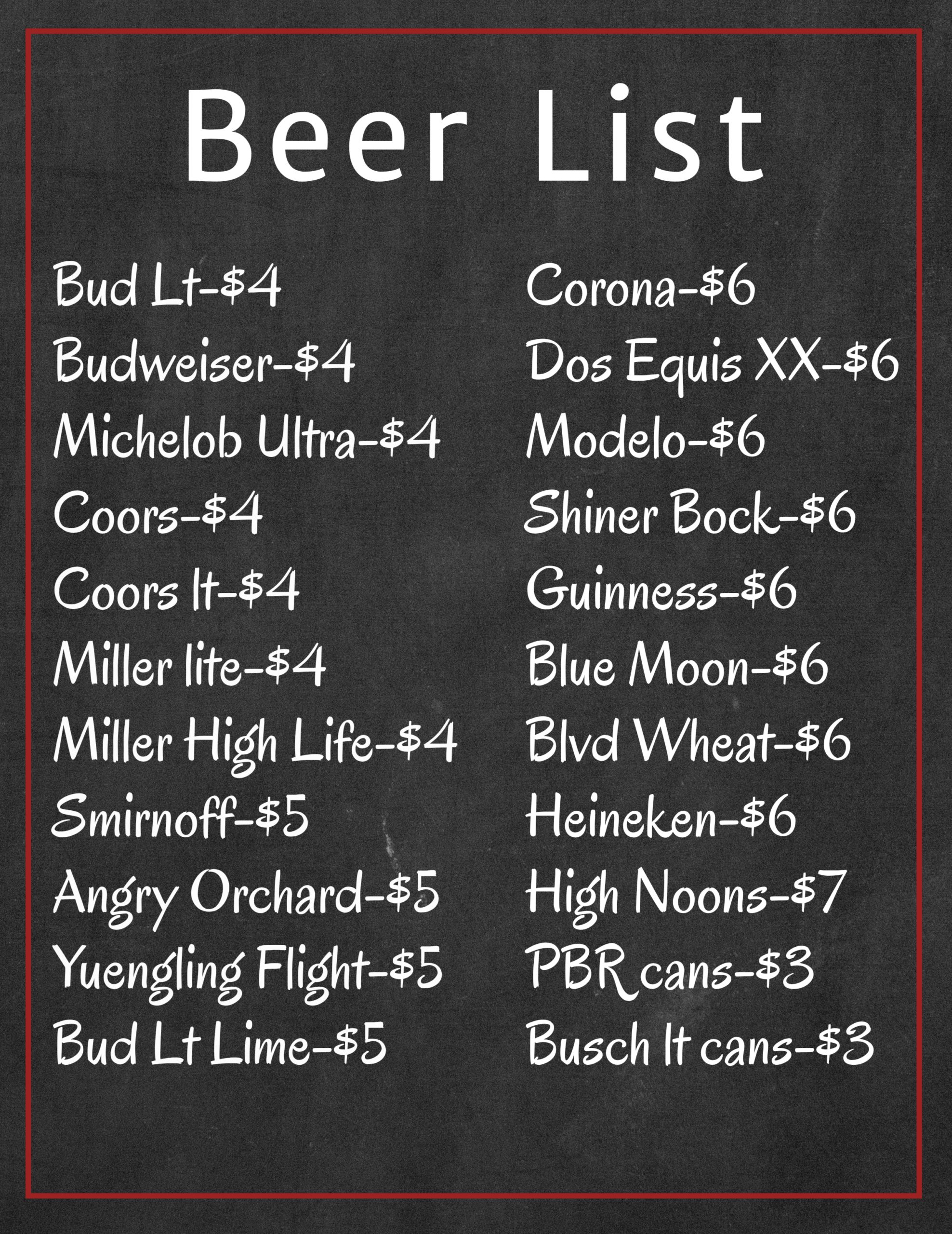Beer Price List